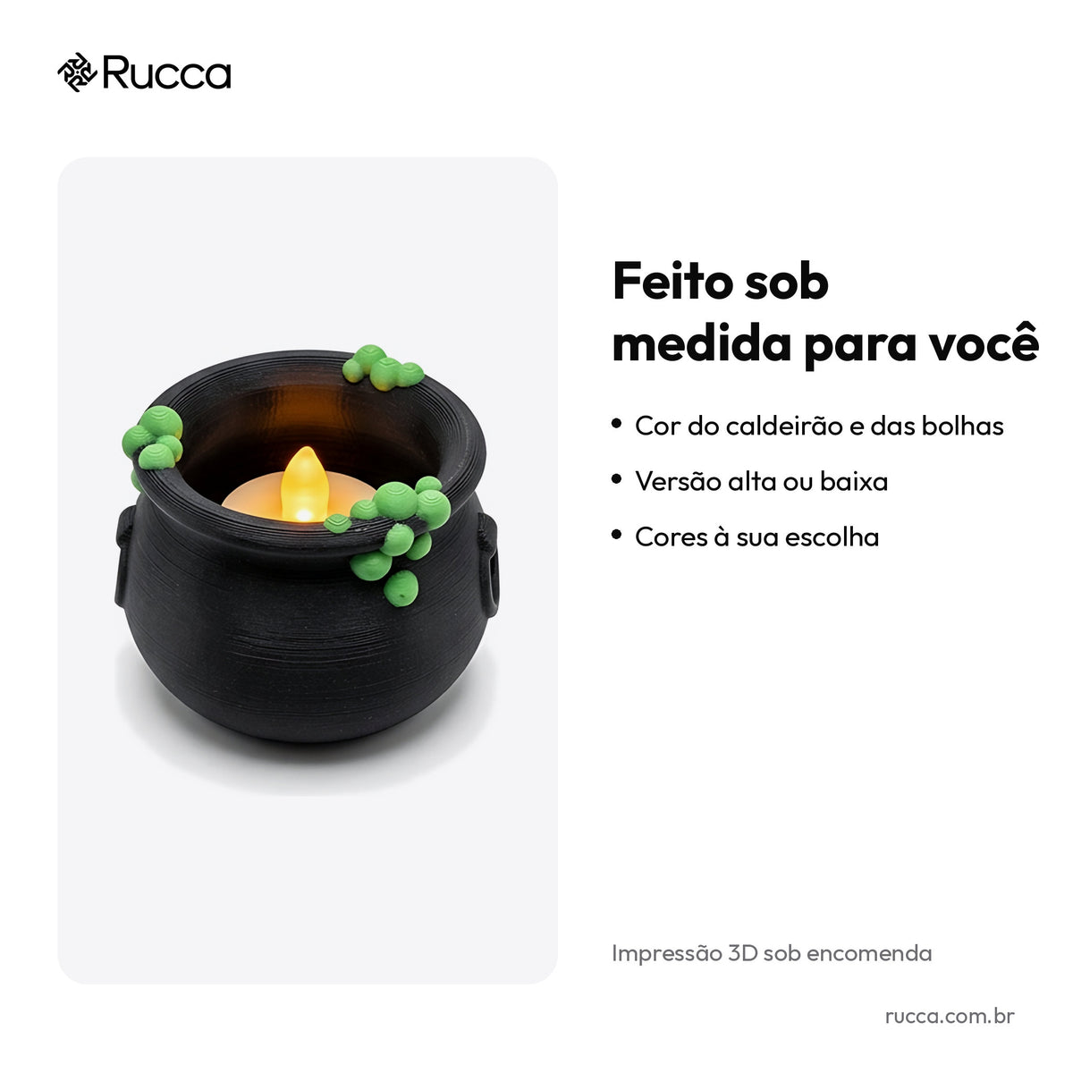 Caldeirão da Bruxa com Vela LED — Rucca 3D