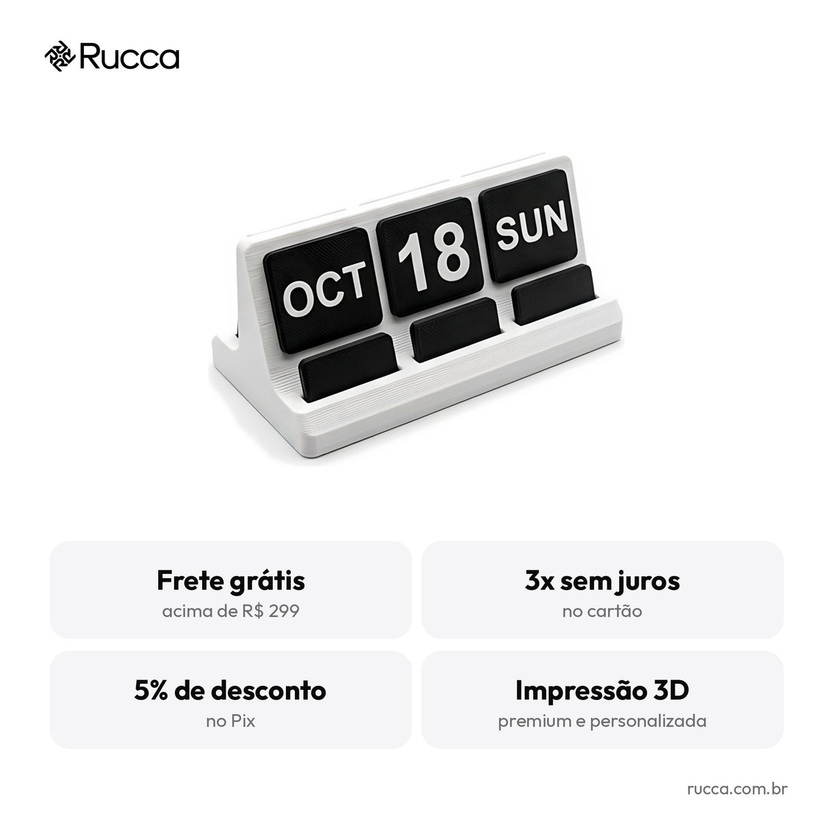 Calendário perpétuo de mesa — Rucca 3D