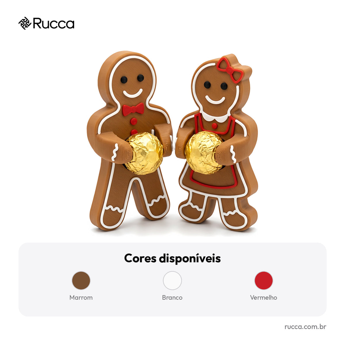 Casal Biscoitinho de Gengibre Porta-Bombom — Rucca 3D