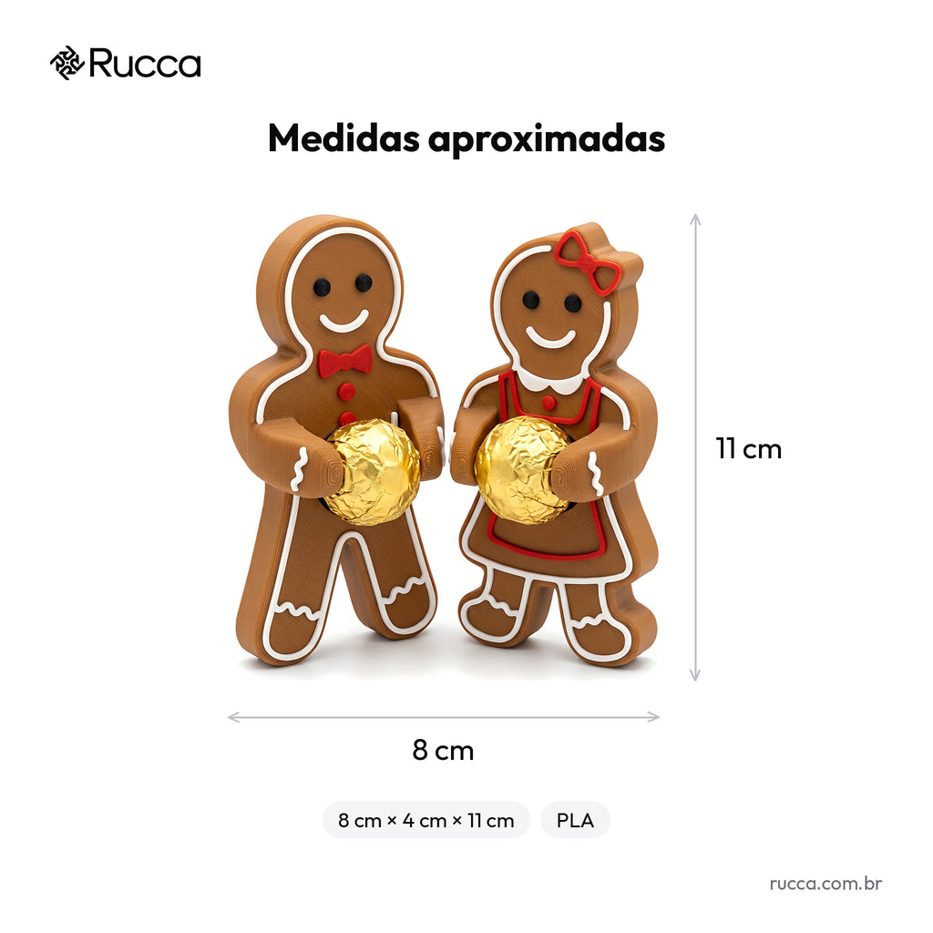 Casal Biscoitinho de Gengibre Porta-Bombom — Rucca 3D