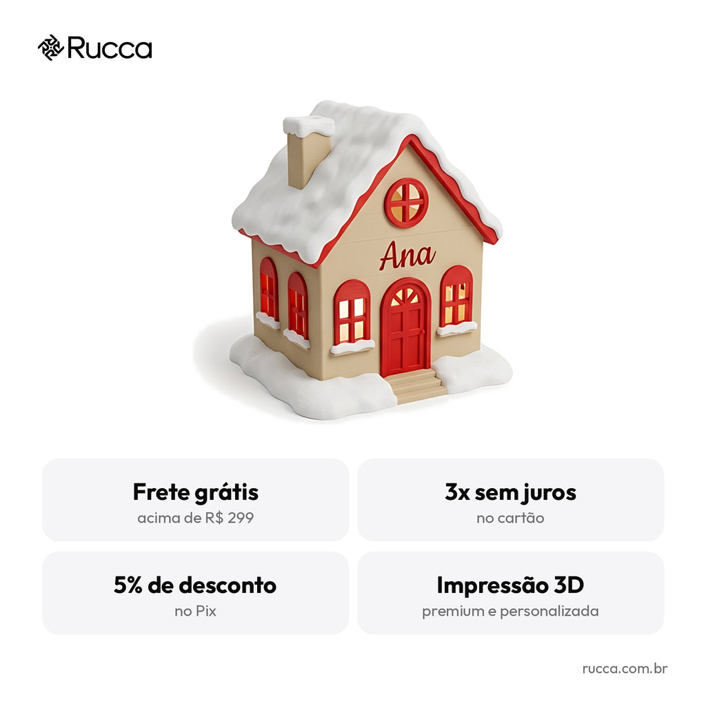 Casinha de Natal Luminosa (Vila na Neve) — Rucca 3D