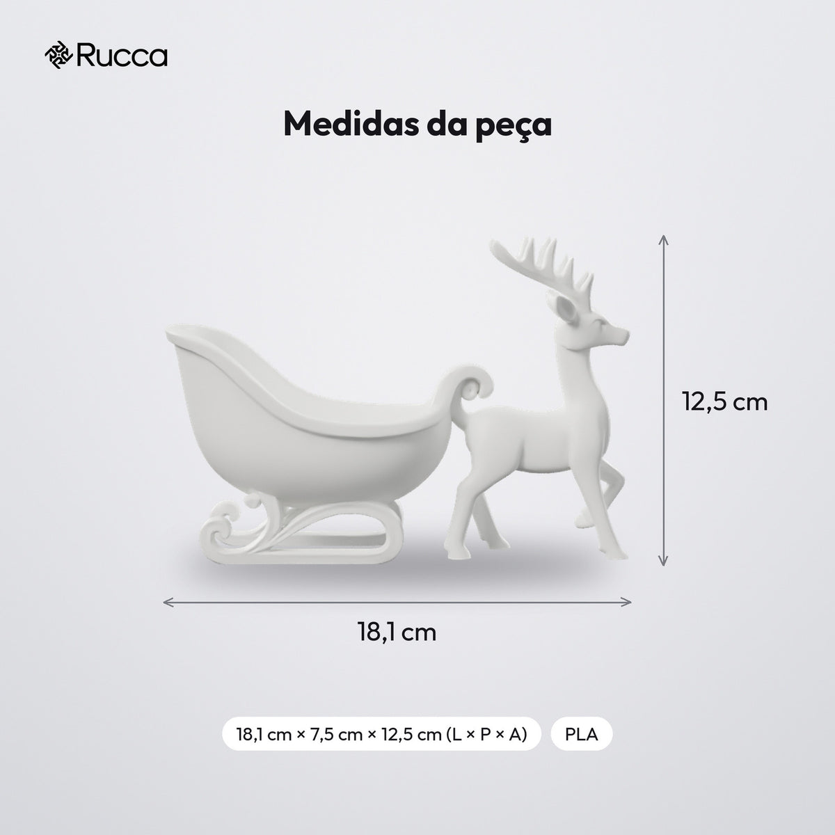 Centro de Mesa Trenó com Rena Porta-Doces: medidas