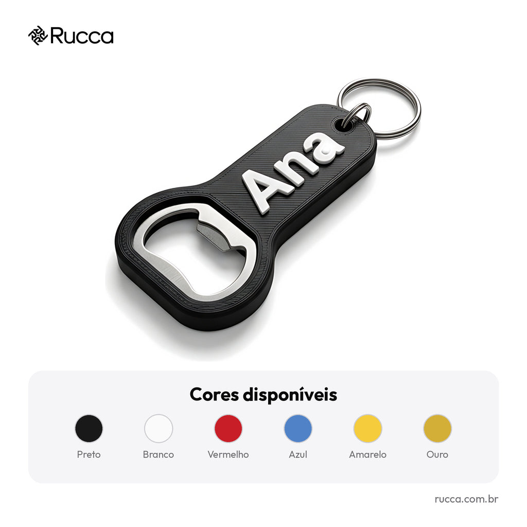 Chaveiro Abridor de Garrafa com Logo — Rucca 3D