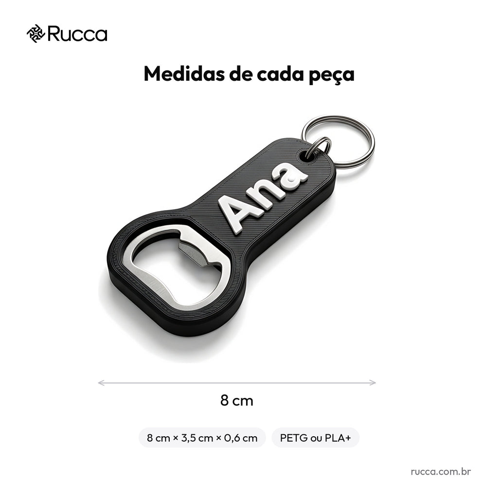 Chaveiro Abridor de Garrafa com Logo — Rucca 3D