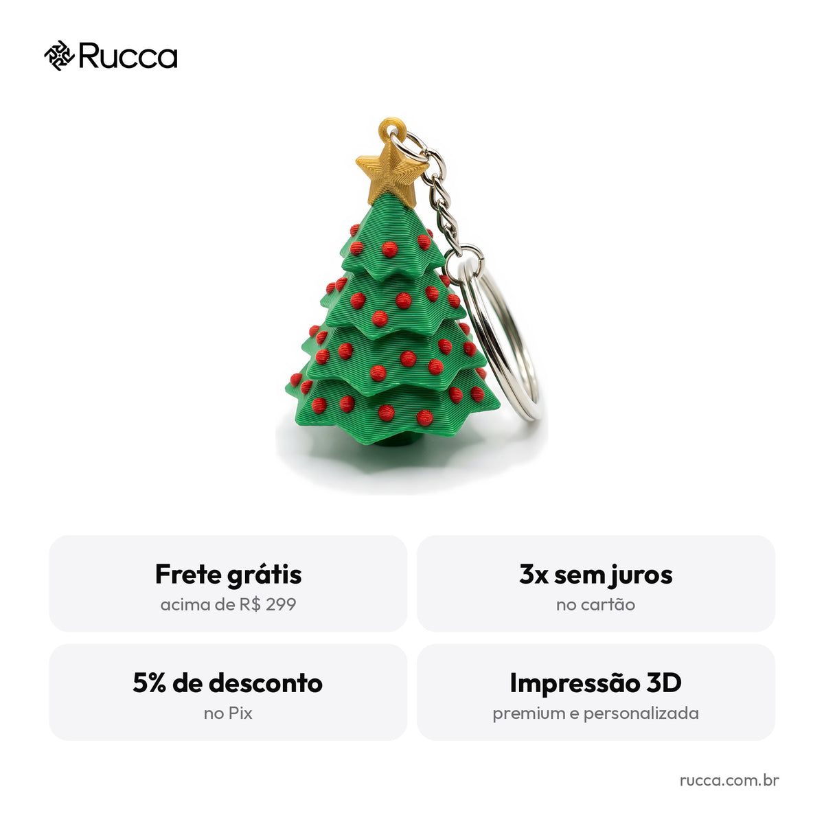 Chaveiro Árvore de Natal — Rucca 3D