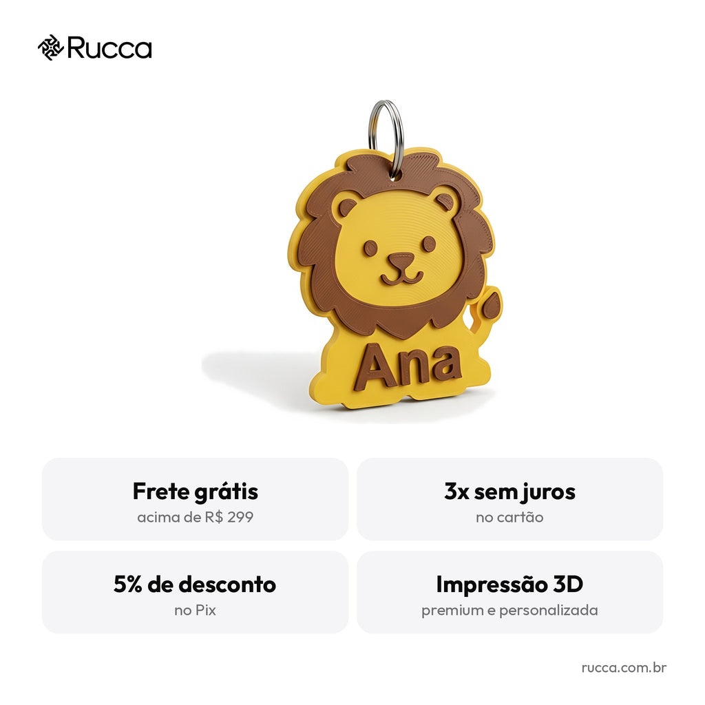 Chaveiro bichinho temático com nome — Rucca 3D