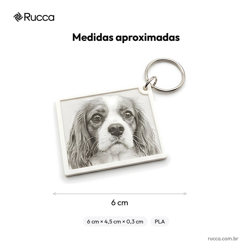 Chaveiro litofania com foto do pet — Rucca 3D
