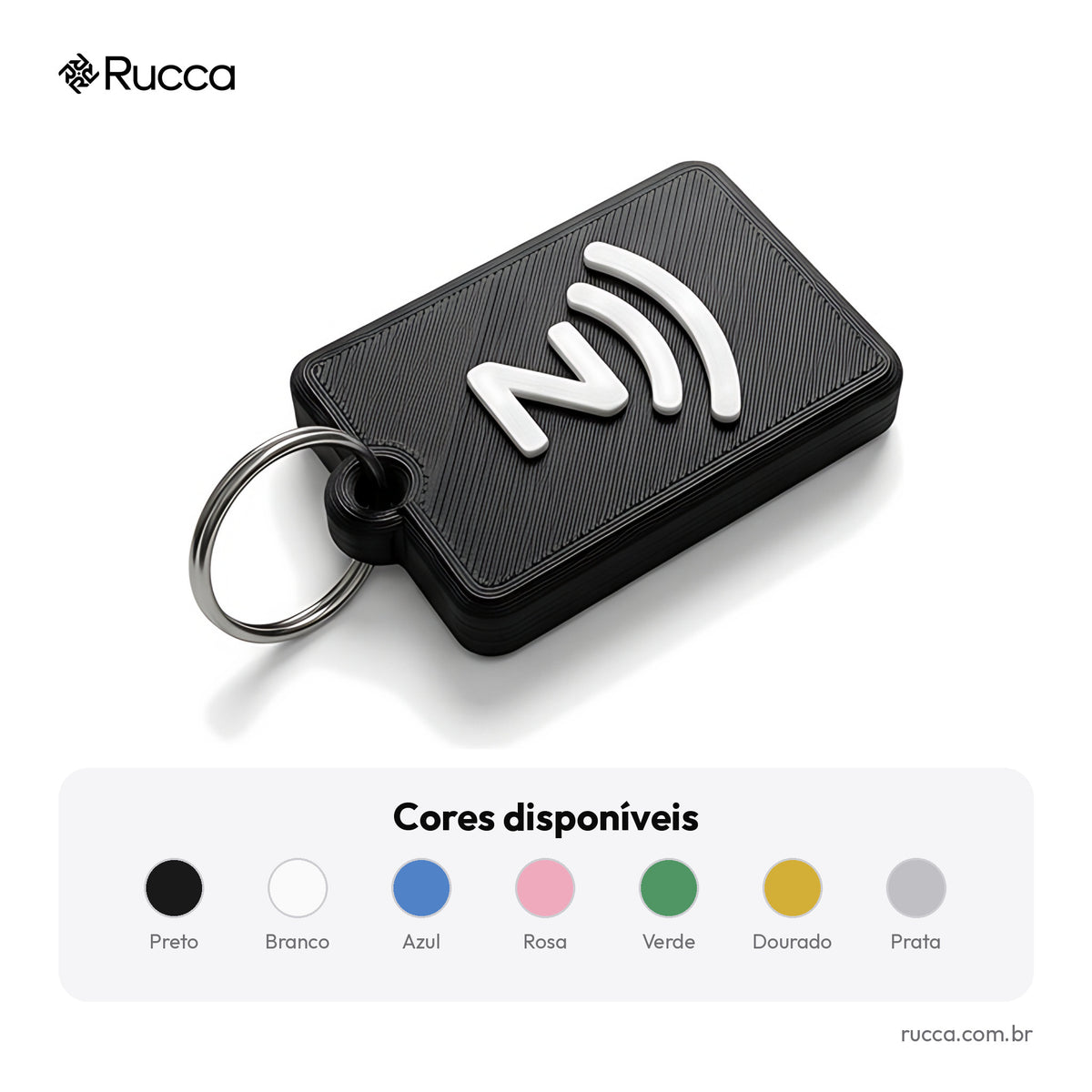 Chaveiro NFC com Logo (Instagram, WhatsApp ou Cartão Digital) — Rucca 3D