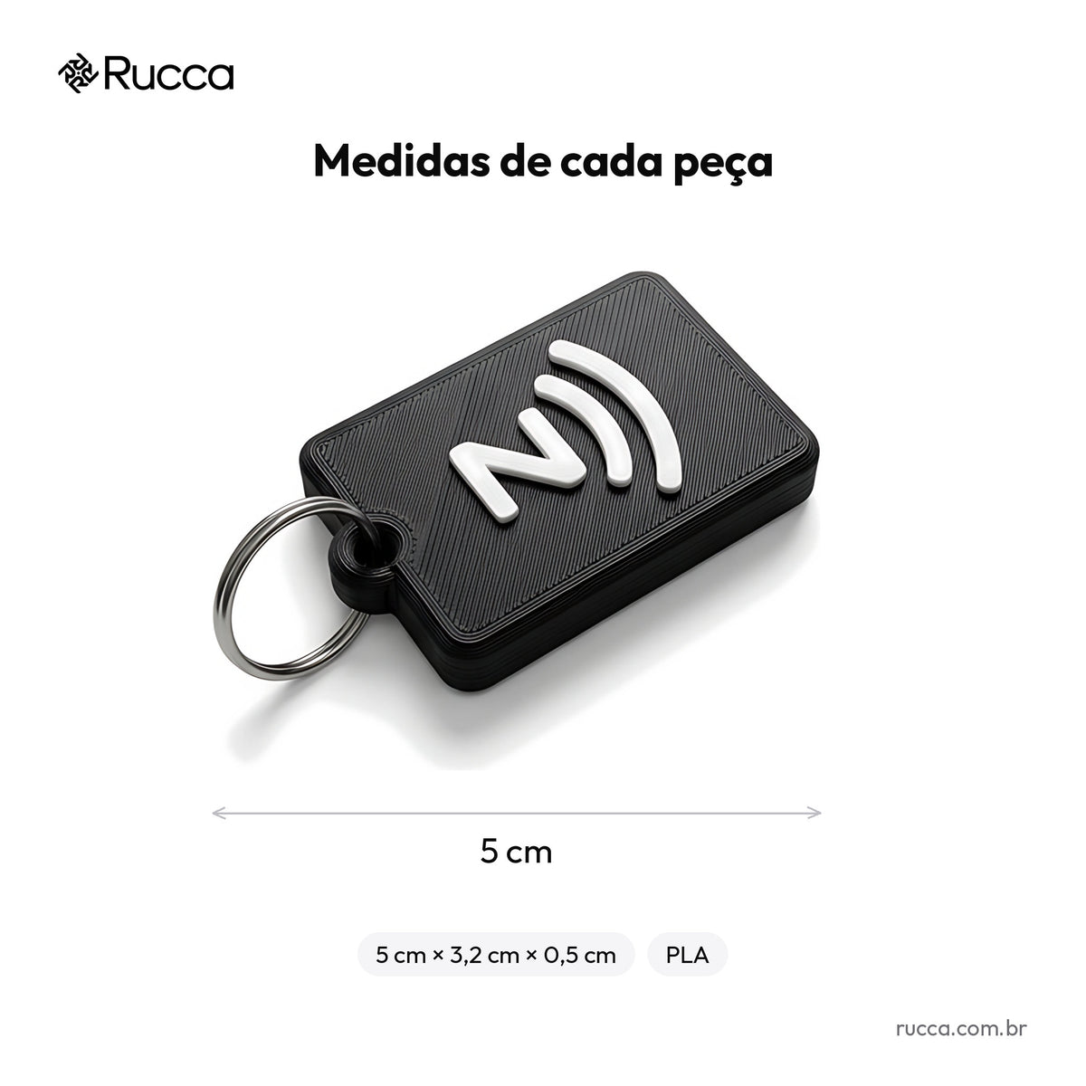 Chaveiro NFC com Logo (Instagram, WhatsApp ou Cartão Digital) — Rucca 3D
