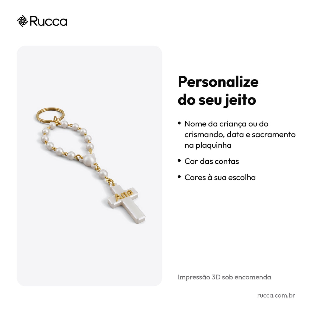 Chaveiro tercinho (dezena) 3D com nome — Rucca 3D