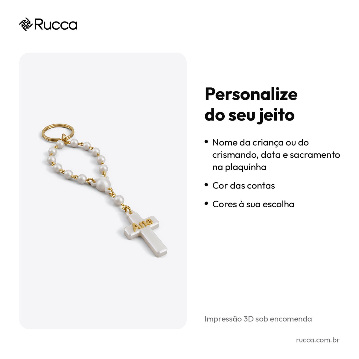Chaveiro tercinho (dezena) 3D com nome — Rucca 3D