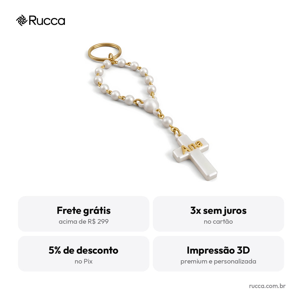Chaveiro tercinho (dezena) 3D com nome — Rucca 3D