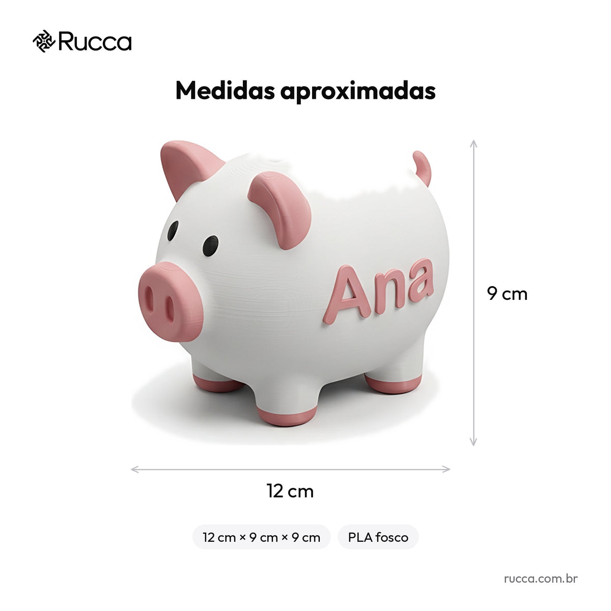 Cofrinho personalizado com nome (nuvem, ursinho ou porquinho) — Rucca 3D