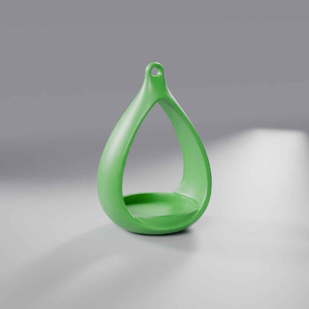 Comedouro de Pássaros Gota Minimalista para Pendurar, Verde Grama