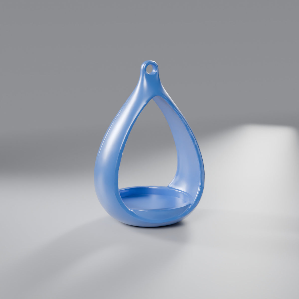 Comedouro de Pássaros Gota Minimalista para Pendurar, Azul Perolado