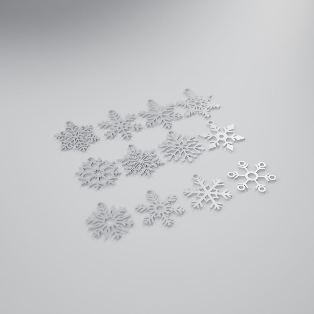 Conjunto 12 Flocos de Neve Diferentes para Árvore, Prata