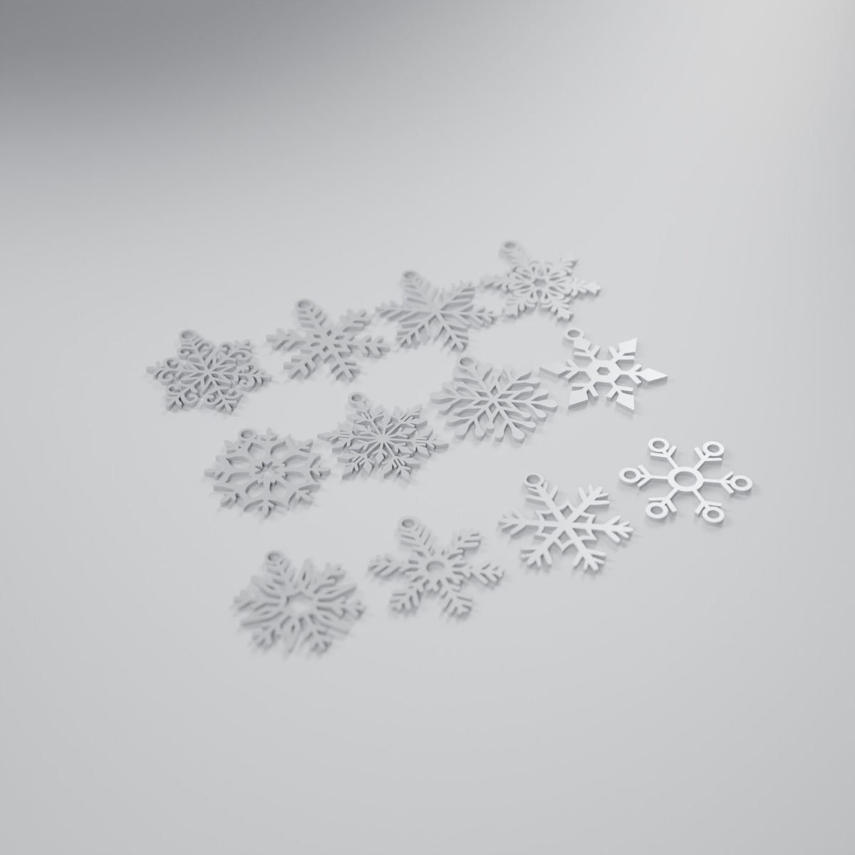 Conjunto 12 Flocos de Neve Diferentes para Árvore, Prata