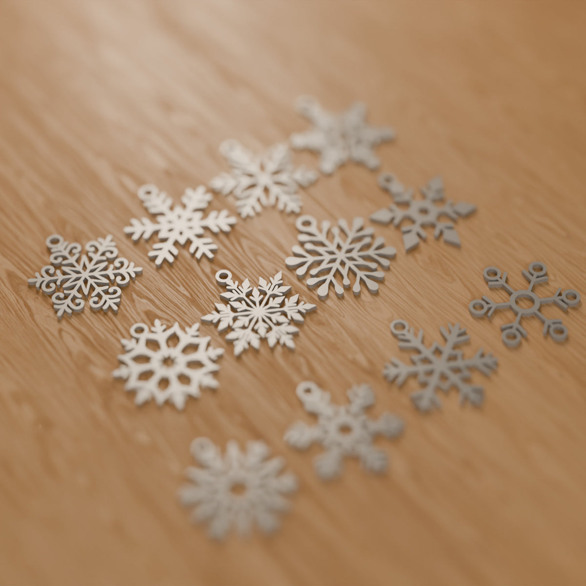 Conjunto 12 Flocos de Neve Diferentes para Árvore, detalhe