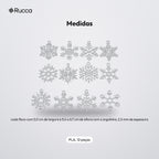 Conjunto 12 Flocos de Neve Diferentes para Árvore: medidas