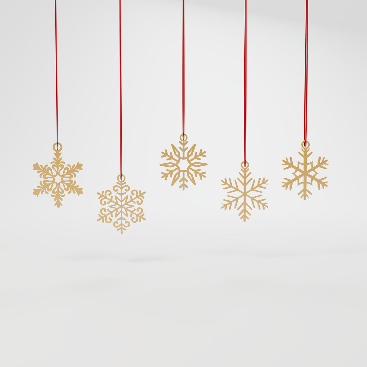Conjunto 12 Flocos de Neve Diferentes para Árvore, Dourado