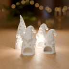 Conjunto 4 Luminárias de Natal Papai Noel e Gnomo para Vela LED decorando o ambiente