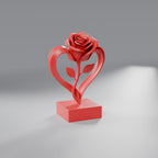 Coração com Rosa Eterna Decorativo, Vermelho Coração