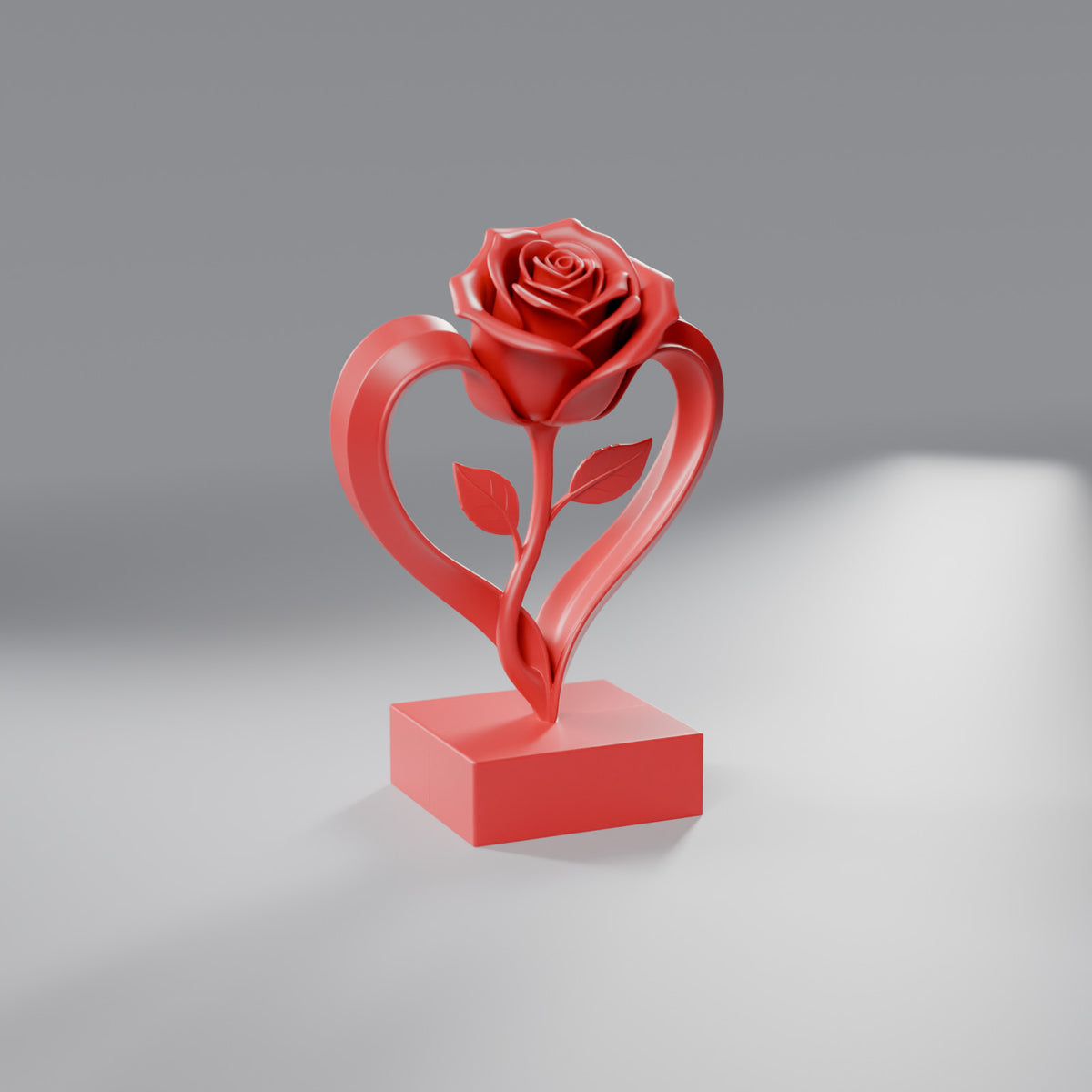 Coração com Rosa Eterna Decorativo, Vermelho Coração