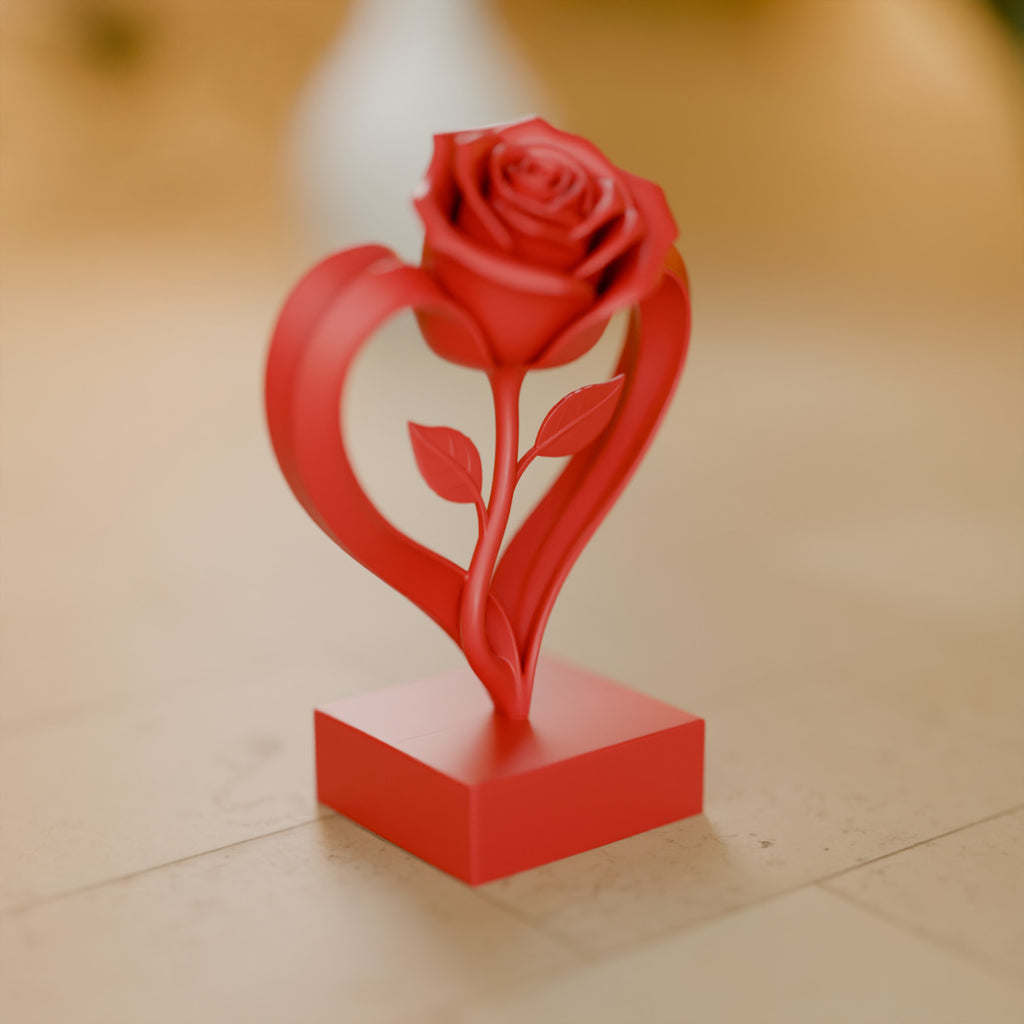 Coração com Rosa Eterna Decorativo, detalhe