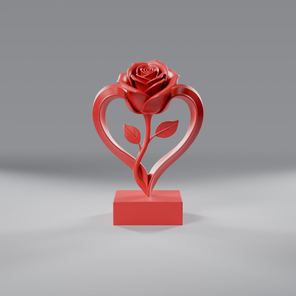 Coração com Rosa Eterna Decorativo, vista frontal