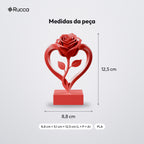 Coração com Rosa Eterna Decorativo: medidas