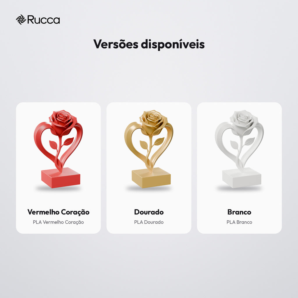 Coração com Rosa Eterna Decorativo: versões disponíveis
