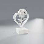 Coração com Rosa Eterna Decorativo, Branco