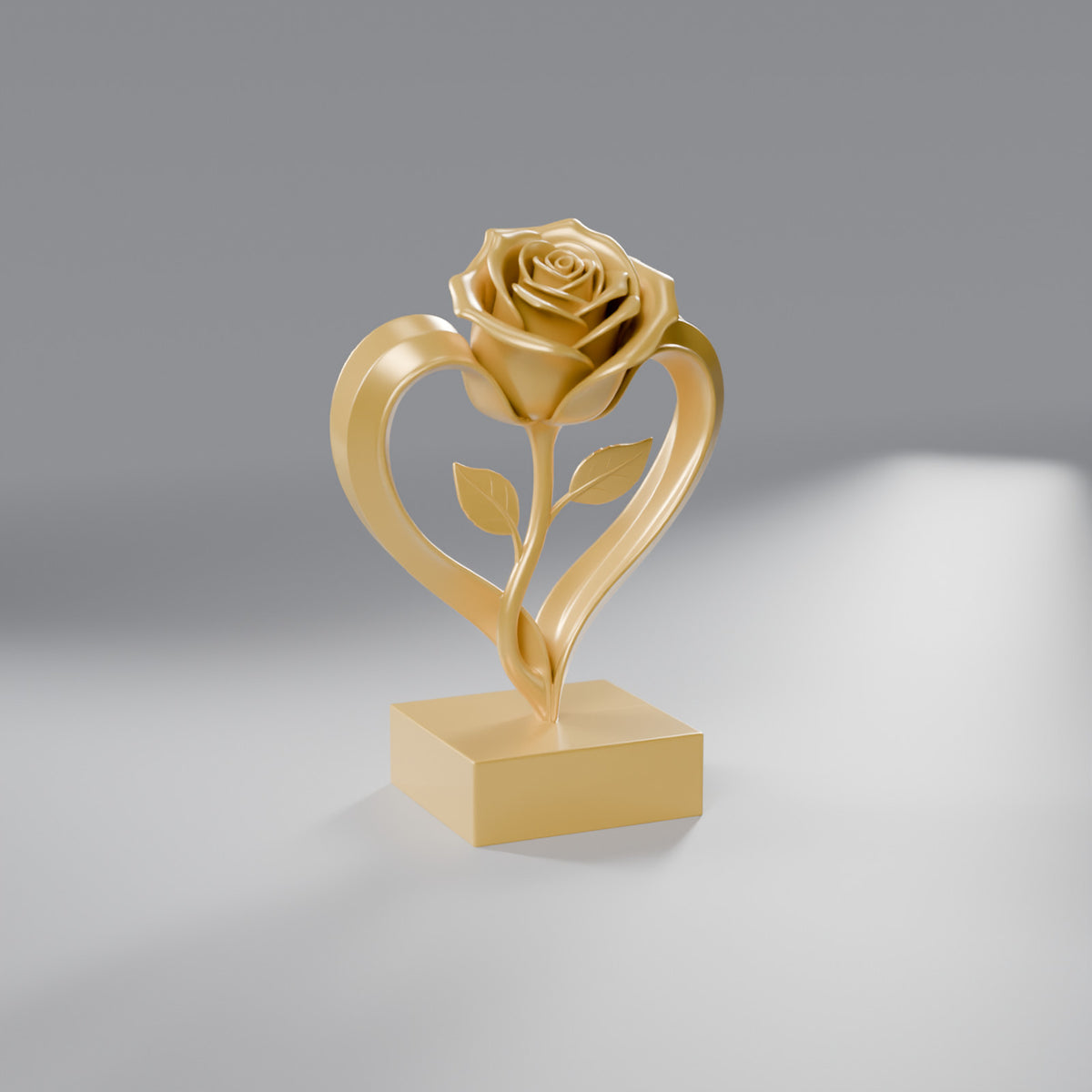 Coração com Rosa Eterna Decorativo, Dourado