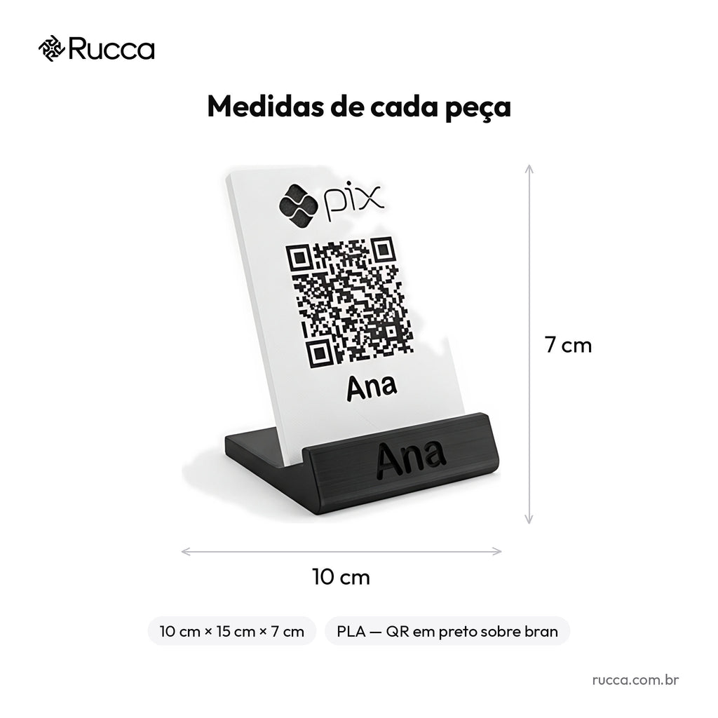 Display de Balcão QR Code Pix com Logo — Rucca 3D