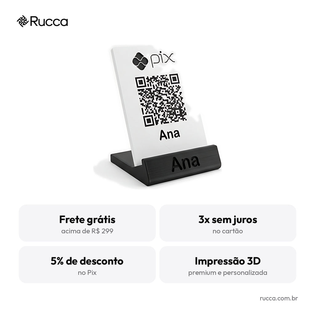 Display de Balcão QR Code Pix com Logo — Rucca 3D