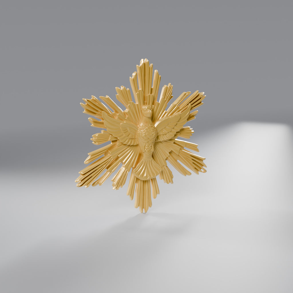 Divino Espírito Santo com Raios 15 cm, Dourado
