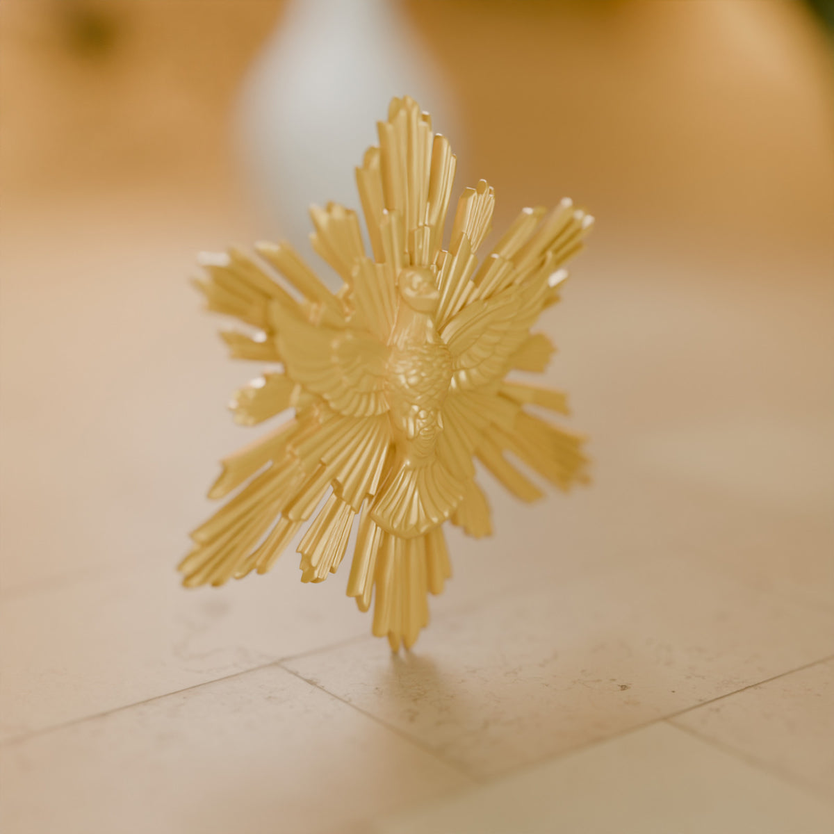 Divino Espírito Santo com Raios 15 cm, detalhe