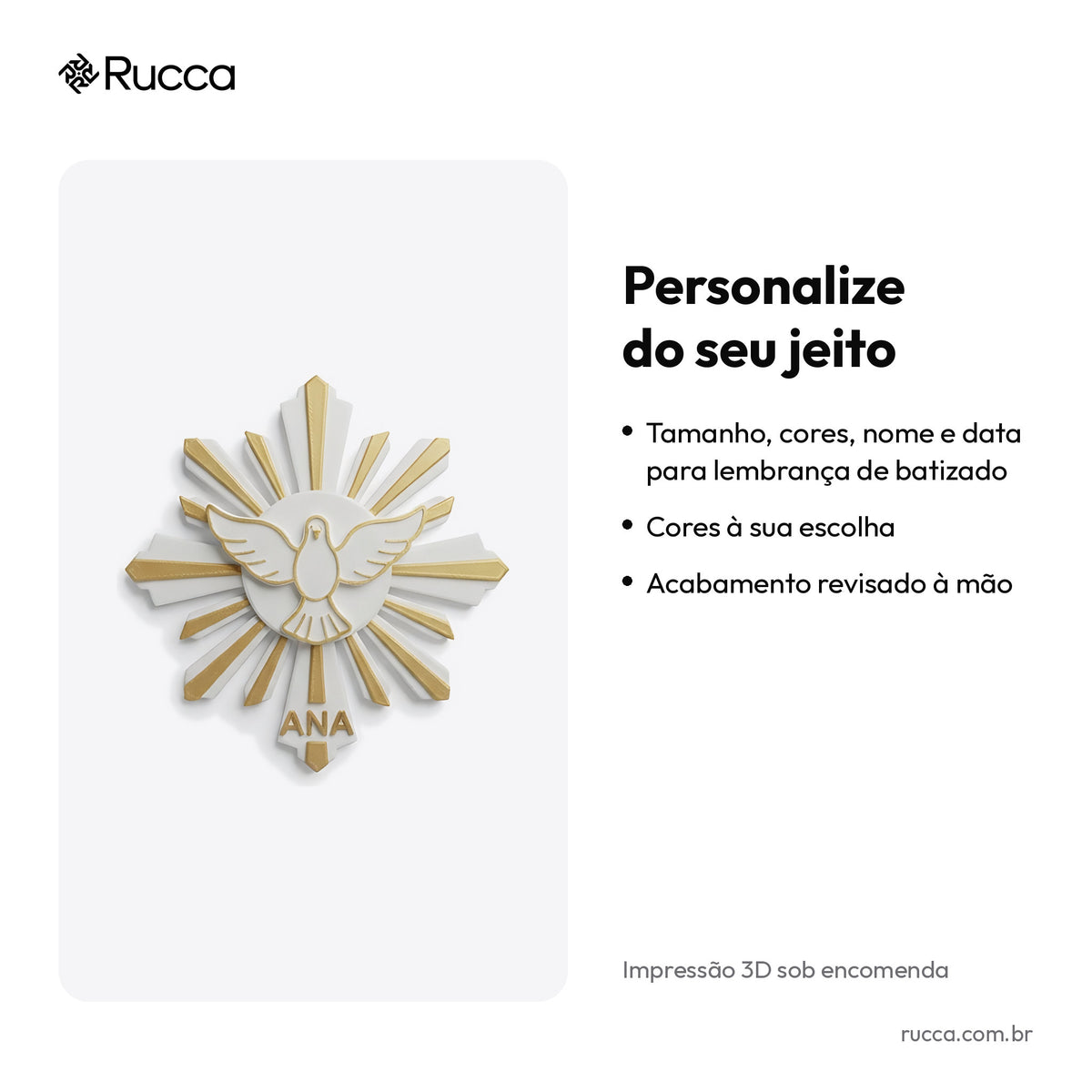 Divino Espírito Santo de Parede com Raios — Rucca 3D