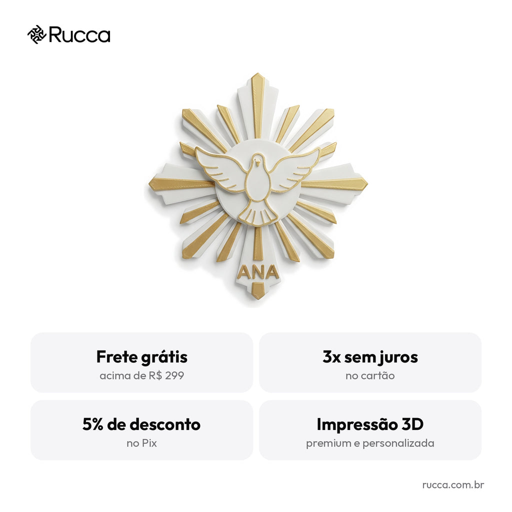 Divino Espírito Santo de Parede com Raios — Rucca 3D