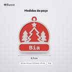 Enfeite de Natal Gorro com Pinheiros e Nome: medidas