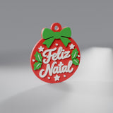 Enfeite de Natal Medalhão Feliz Natal para Árvore ou Chaveiro