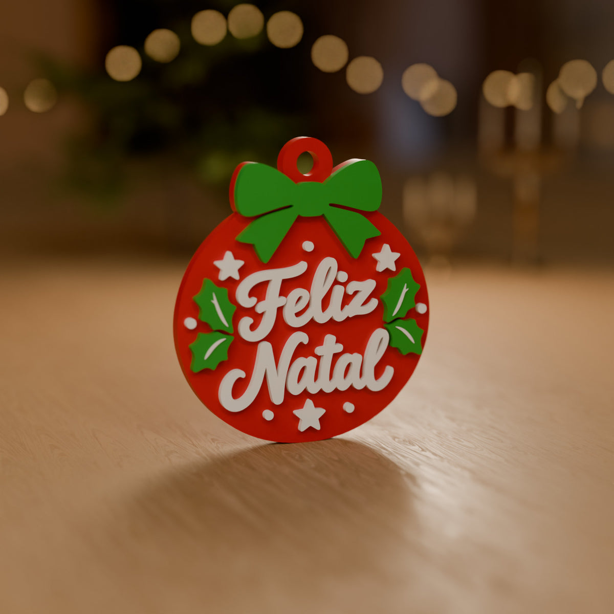 Enfeite de Natal Medalhão Feliz Natal para Árvore ou Chaveiro decorando o ambiente