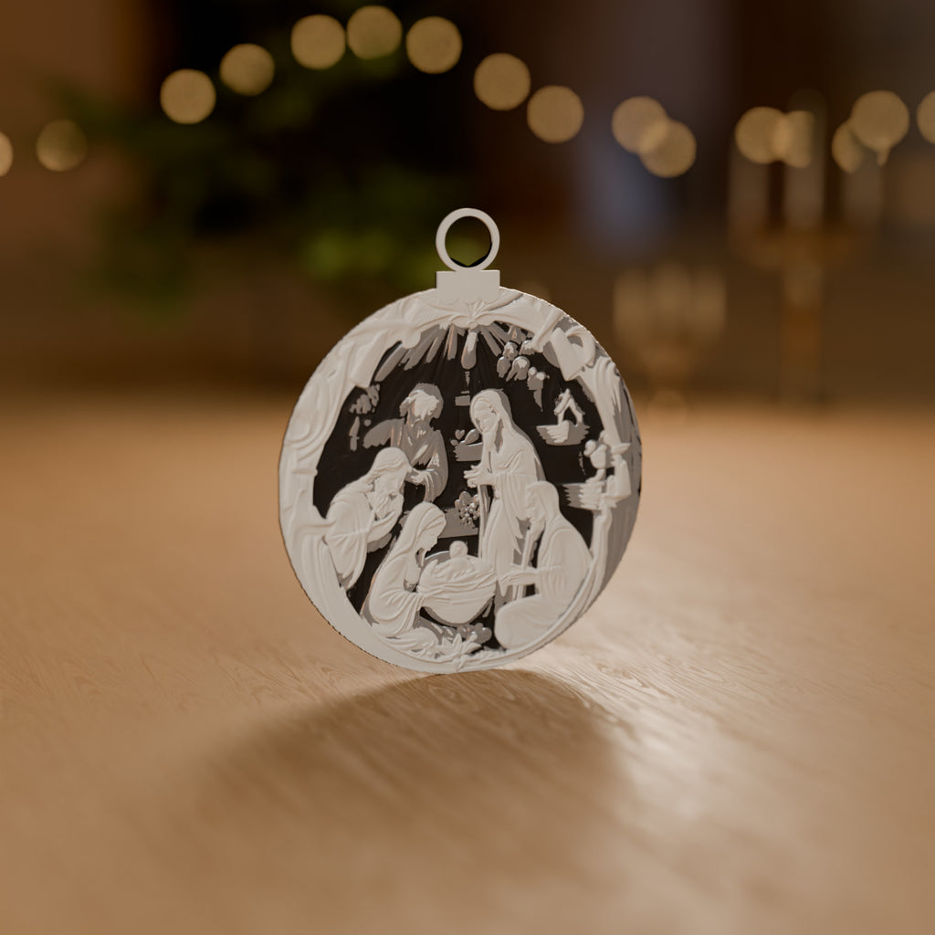 Enfeite de Natal Medalhão Presépio em Relevo decorando o ambiente