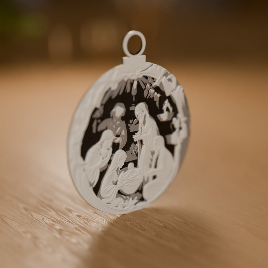 Enfeite de Natal Medalhão Presépio em Relevo, detalhe