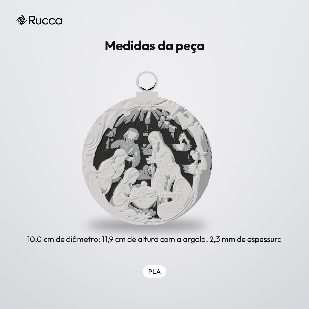 Enfeite de Natal Medalhão Presépio em Relevo: medidas