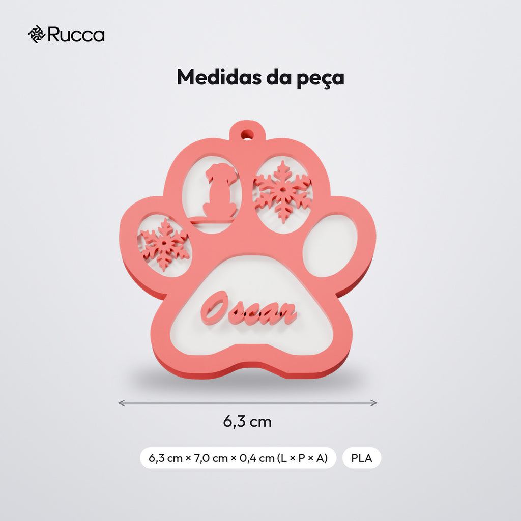 Enfeite de Natal Patinha com Nome do Pet: medidas