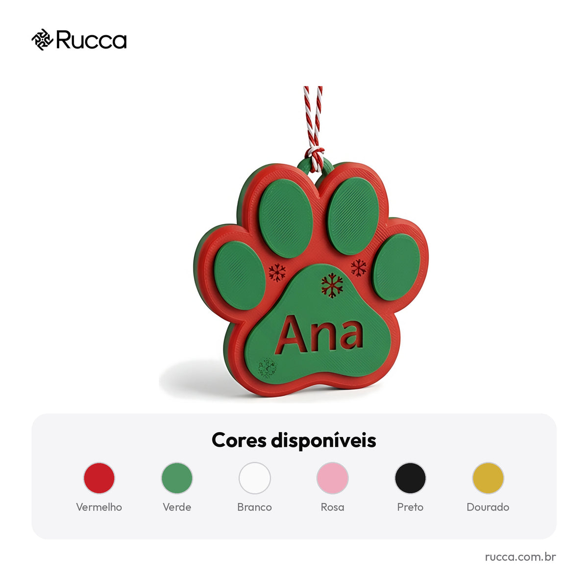 Enfeite de Natal Pet com Nome (Patinha ou Osso) — Rucca 3D