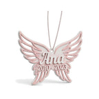 Enfeite memorial do pet com asas de anjo, nome e datas — Rucca 3D