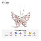 Enfeite memorial do pet com asas de anjo, nome e datas — Rucca 3D