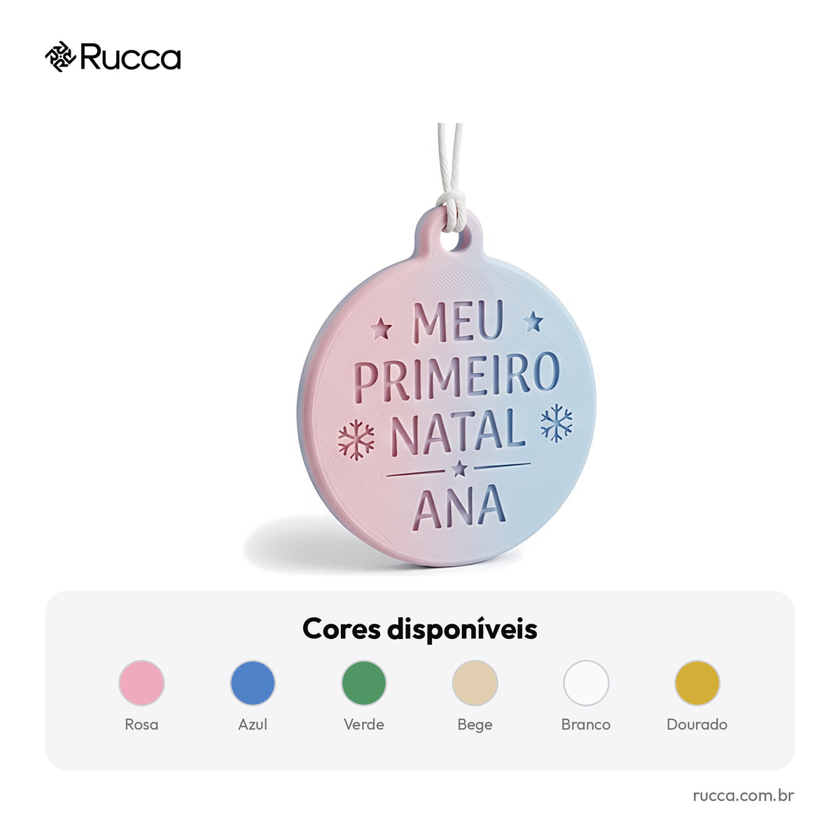 Enfeite Meu Primeiro Natal com Nome do Bebê — Rucca 3D